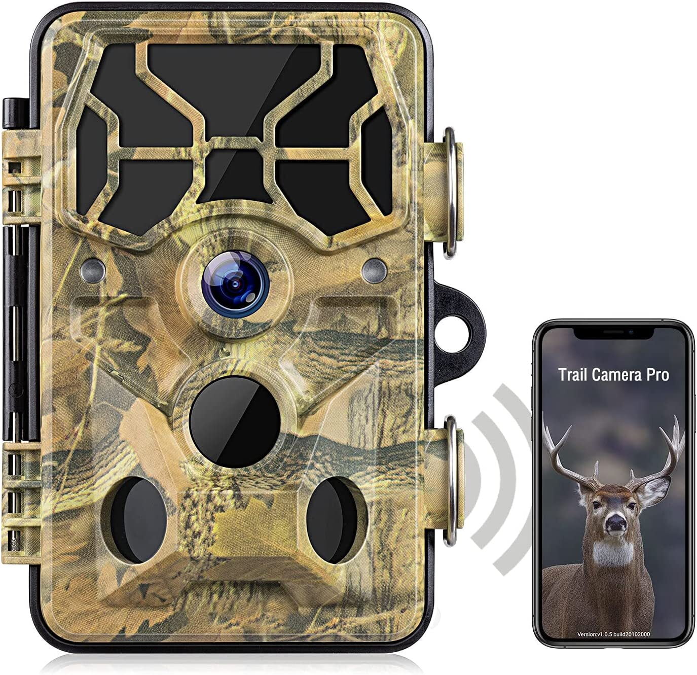 TOGUARD WiFi Bluetooth Trail Camera 20MP 1296P Hunting Game Camera with Infrared Night Vision Waterproof IP66 120 Wide Angle 2.4" LCD Trail Cam for Outdoor Wildlife Monitoring