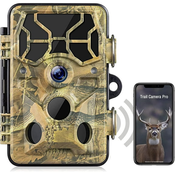 TOGUARD WiFi Bluetooth Trail Camera 20MP 1296P Hunting Game Camera with Infrared Night Vision Waterproof IP66 120° Wide Angle 2.4" LCD Trail Cam for Outdoor Wildlife Monitoring