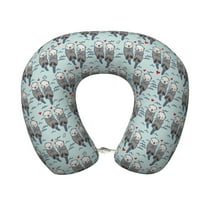 KLL Sea Otter Pattern Memory Foam Cervical Neck Pillow Versatile U-Shaped Pillows for Home/Office/Camping/Travelling/Soft Washable Cover