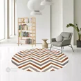 thumbnail image 4 of Tufted Round Area Rug Wavy Design Handmade Woolen Carpet 6x6, 4 of 5