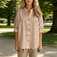 thumbnail image 5 of Njagoc3 Linen Button down Shirt Women Summer Fall Fashion Long Sleeve Cotton Gauze Tops Dressy Casual Work Blouse, 5 of 6