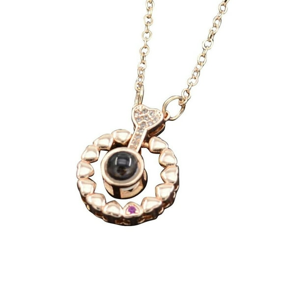 Multi-Heart-Round shaped 100 Language Pendant Necklace Romantic Goldtone I Love You Jewelry-427-D