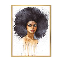 Designart 'Portrait of Afro American Woman X' Modern Framed Canvas Wall Art Print
