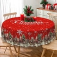 thumbnail image 2 of Lfeey Christmas New Year Tablecloth, Merry Christmas Party Dining Table Cover, Red, 60" Round, 2 of 6