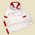 thumbnail image 2 of Christmas Pjs for Family Satin Pjs Long Sleeve Button down Holiday Nightwear Matching Pjs Mom and Daughter Kids Christmas Pajamas, 2 of 4