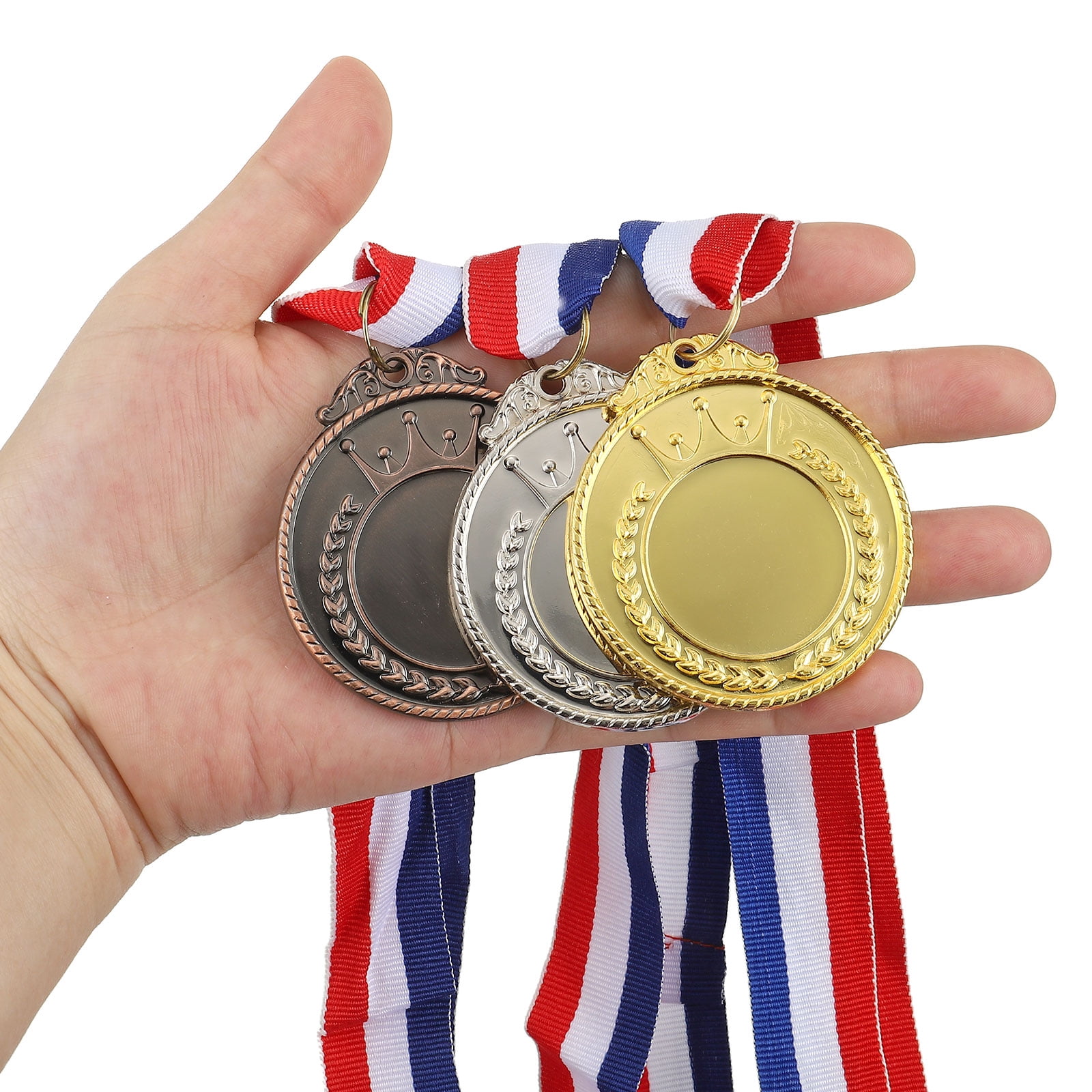 Uxcell Blank Award Medals, 10 Pack Gold Award Medals with Ribbon, Design Your Medals Kit