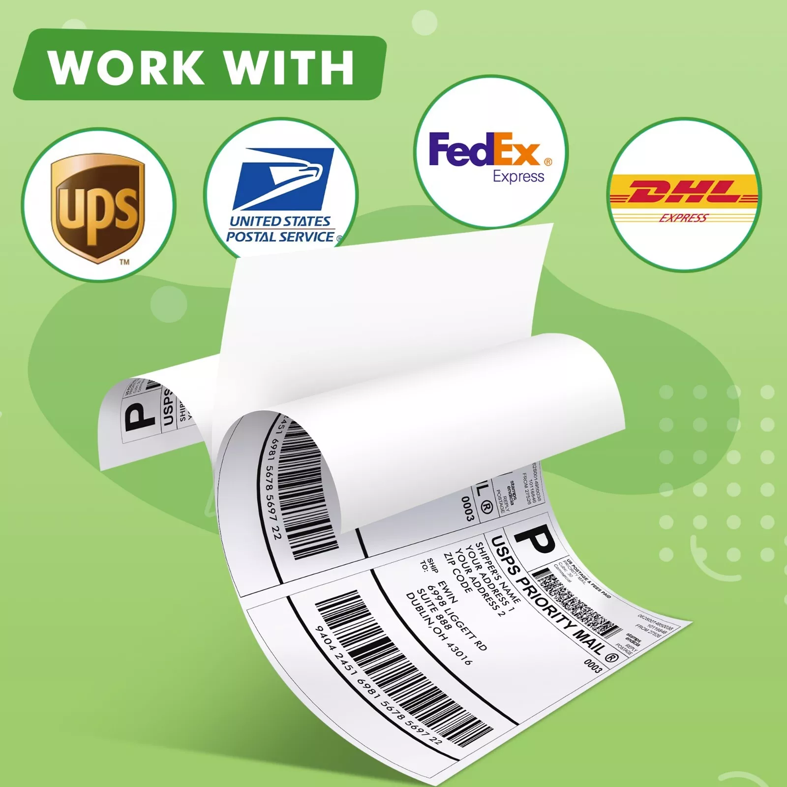 Koala Shipping Labels 8.5 x 11 - 200 Full Sheet Labels, Blank White Matte Permanent Adhesive Double-sided Sticker Paper for Laser Printers