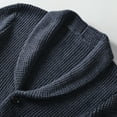 thumbnail image 2 of Men's Shawl Collar Cardigan Sweater Slim Fit Cable Knit Button up Merino wool Sweater_Navy_XXXX-Large, 2 of 5