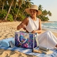thumbnail image 6 of ZUXONGSY Galaxy Butterfly Floral Print Clear PVC Tote Bag for Women, Lightweight Large Shoulder Handbag with Zipper, for Daily Work Commute, 6 of 7