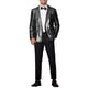 thumbnail image 2 of BLAZER BRILLANTE DE HOMBRE INSPIRE CHIC, CON SOLAPA PICO, DOBLE BOTÓN, AJUSTE REGULAR, ESTILO DE FIESTA, TAMAÑO 2XL, NEGRO, 2 of 5