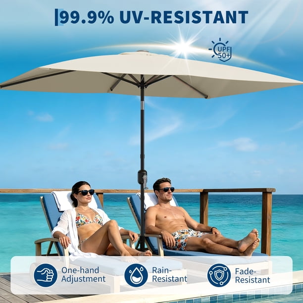 6 ft patio table umbrellas Outsunny 8.6FT Umbrella, UPF 30+ Outdoor Market Umbrella, 2-Tier Vented Patio Umbrella with Crank 8 Ribs, Tiltable Porch Umbrella for Gard This traditional 6 ft JEAREY 6.5x10 ft Rectangular Patio
