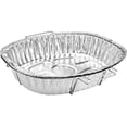 thumbnail image 3 of VeZee 18.25"L X 13"W X 3.5"D Oval Heavy Duty Disposable Aluminum Foil Rack Roaster :Perfect for Baking and Turkey/Chiken Roasting :100Pcs, 3 of 4