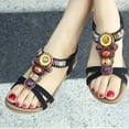 thumbnail image 4 of huanledash Summer Bohemian Women Sandals Straps Anti Slip Beads Soft Insole Flat Sandals for Office, 4 of 7