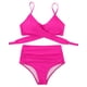 thumbnail image 4 of Conjunto de bikini cruzado con cuello halter y cintura alta para mujer, trajes de baño de dos piezas con efecto push up, 4 of 8