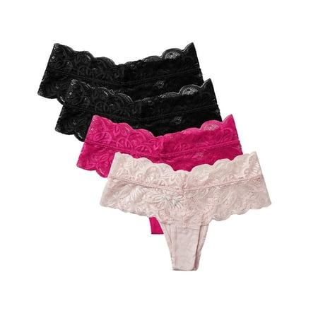 

Anwell Women s Soft Underwear Thong Solid Tanga Ladies Panties 4 Packs