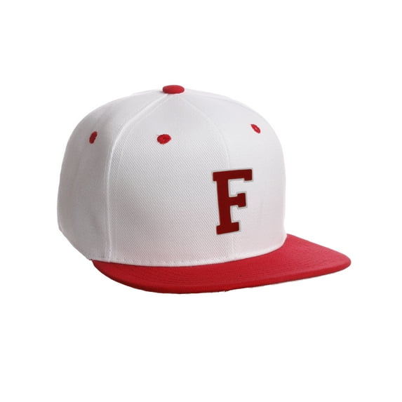 Classic Snapback Hat Custom A to Z Initial Letters, White Red Cap White Red