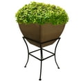thumbnail image 3 of RTS Home Accents 20" Square Garden Planter with Wrought Iron Stand for Indoor or Outdoor Gardening, Oak Color, 3 of 6