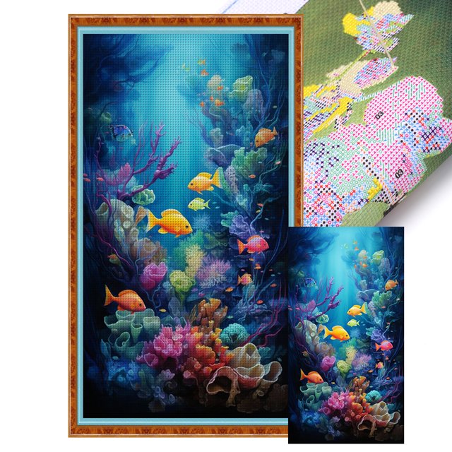 (1) Hilo Algodón Ecológico Bordado 11CT 3 Hebras Impresión 40*70 Cm Colorido Mundo Kit Serie Paisaje Punto Cruz