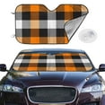 thumbnail image 2 of Haiem Orange Plaid Car Windshield Sun Shade - Blocks UV Rays Sun Visor Protector, Sunshade to Keep Your Vehicle Cool, Universal Fit SUV Van Sedan-Small, 2 of 7