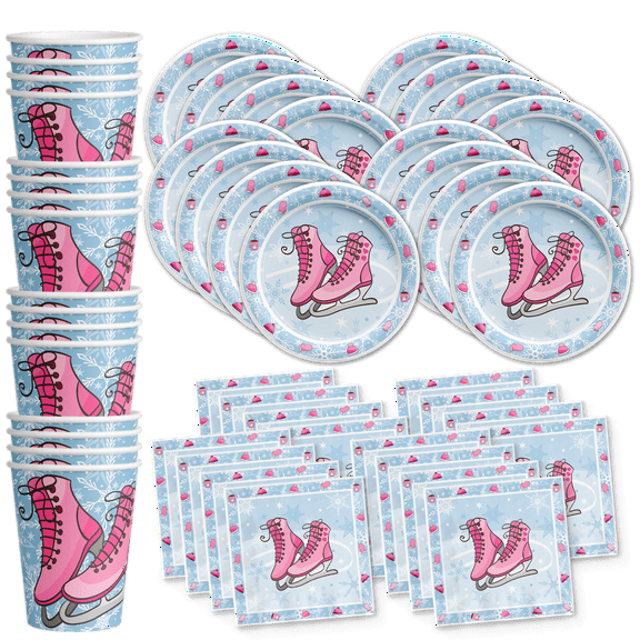 Ice Skating Birthday Party Supplies Set Plates Napkins Cups Tableware Kit for 16