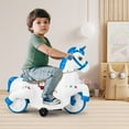 thumbnail image 4 of Costway 12V Kids Ride on Unicorn Toy with Training Wheels Music One-button Start Horse Toy Blue, 4 of 10