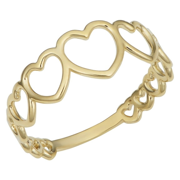 KoolJewelry 14k Yellow Gold Graduated Hearts Ring
