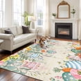thumbnail image 2 of 6x9 Area Rugs for Living Room, Easter Non Slip Area Rugs for Kitchen Bedroom Entryway, Spring Colorful Eggs Eucalyptus Leaves Floral Washable Carpet Runner Rug Floor Mats for Bedroom Home Decor, 2 of 8