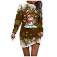 thumbnail image 1 of Wyzesi Robes Roses Grande Taille avec Manches Robe Chandail Imprimée de Noël pour Femmes Col Rond Manches Longues Robe Décontractée Sans Capuche Robes d'Hiver pour Fille, 1 of 5