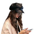 thumbnail image 1 of Moda damas mujeres niñas PU boina gorra sombrero, 1pc-negro JAMW Sencillez, 1 of 5