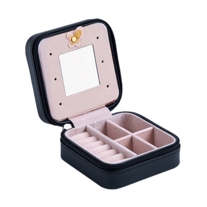 Women's Portable Travel Jewelry Box Organizer Small Jewelry Storage Case Zip 