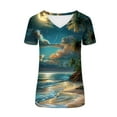 thumbnail image 2 of Cilsoka Graphic Tees for Women Oversized, Womens Short Sleeve Tops Summer Fashion Animal Print T Shirt Casual V Neck Button Blouses Sea Turtle Graphic Tees, 2 of 4