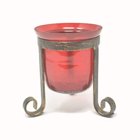 candle holder glass tealight votive tripod crackled parties evening decoration stand gift table decor