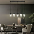thumbnail image 4 of Miumaeov Modern Mason Jar Chandelier Glass 5-Lights Adjustable Hanging Ceiling Lamp, 4 of 12