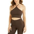 thumbnail image 2 of Guess DARK COFFEE Women's Carmella Ribbed Halter Top, 2 of 4