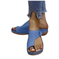 thumbnail image 3 of GUOBIOZIY Womens Sandals Wedge Shoes: Summer Dressy Woman Platform Flip Flops Comfortable Casual Dress Wedding Wedges Sandal(Blue,8), 3 of 7