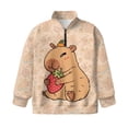 thumbnail image 4 of Uorisanigo Girls Half Zip Cropped Pullover Sweatshirt Oversized Strawberry Capybara Long Sleeve Lapel Zipper Sweatshirts Drop Shoulder Pullover Top Jackets Athletic Outerwear, 4 of 7