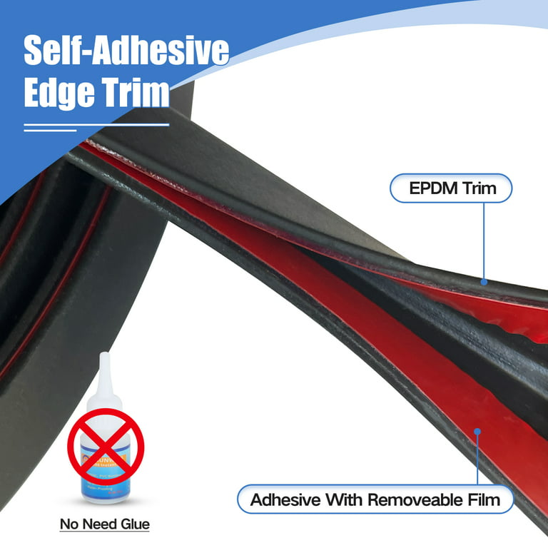 Rubber Edge Trim, Self-Adhesive Rubber Edge Trim, Edge Protector for Sheet  Metal, EPDM Material, Fit 1/16(1.6mm), Length 20Ft(6.2m), Black Color, U