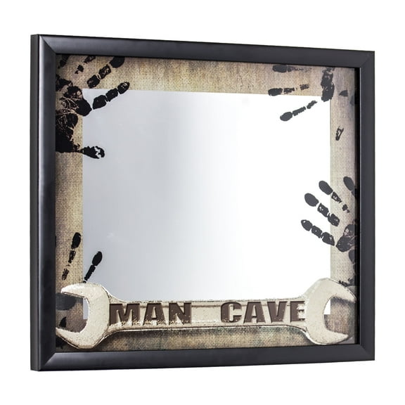 American Art Decor Man Cave Framed Printed Accent Mirror for Man Cave, Bar, Garage (13" H x 15" L)