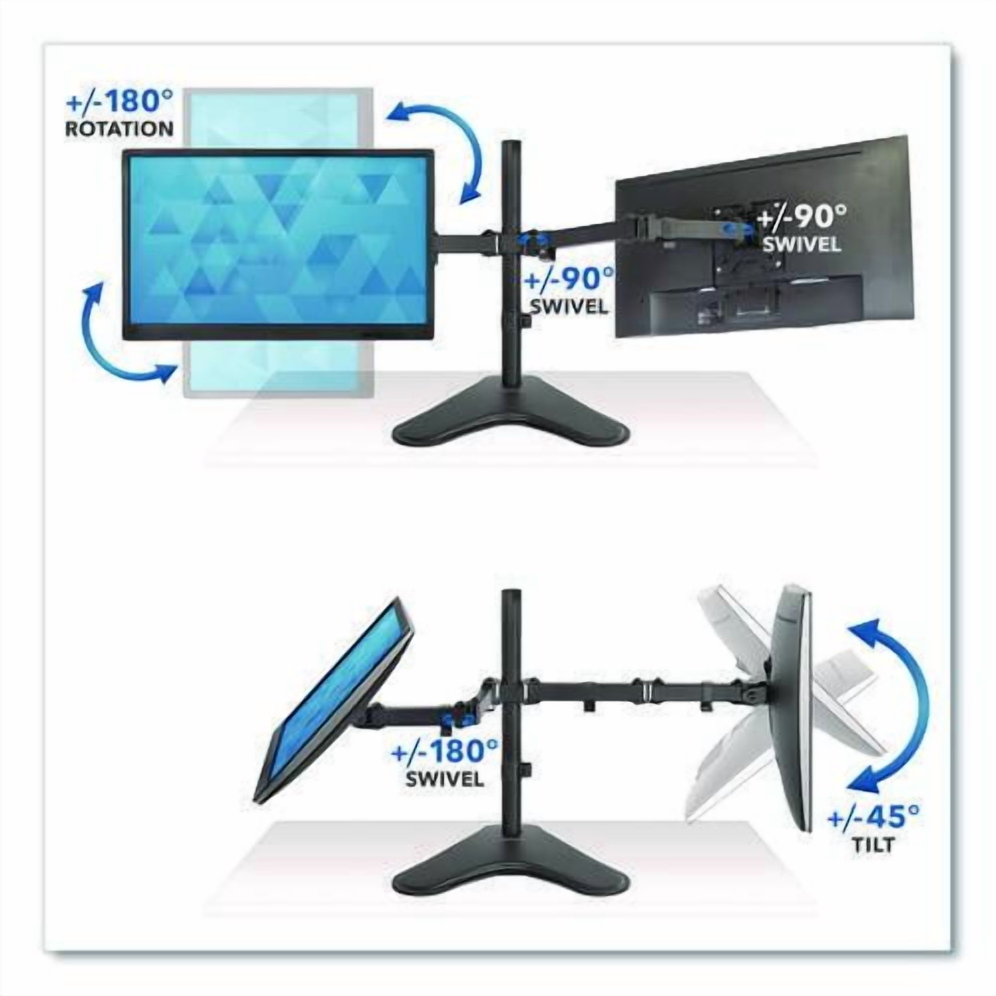 Dual Monitor Desk Stand, For 19" to 32" Monitors, 36.4" x 11" x 18.3", Black, Supports 17.6 lb | Bundle of 5