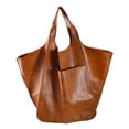 thumbnail image 1 of KlaOYer Oversized Leather Tote Bag Large Capacity Work Hobo Pu Leather Bucket Purse And Handbag Big Soft Travel Shopping Bag (Brown), 1 of 6