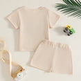 thumbnail image 4 of Ymyiu Toddler Boy Outfit Boys Summer Clothes Short Sleeve Top and Shorts 2-Piece Kids Outfits Boys Sets 6-12 Months (Beige,6-12 Months), 4 of 5