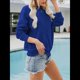 thumbnail image 4 of Sudaderas Informales de Cuello Redondo para Mujer, Camisetas de Larga y Corte Holgado para Otoño. Azul L, 4 of 6