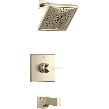 - Delta T14474 Zura 14 Series Pressure Balanced Shower and Tub Package with H2Okinetic Shower Head, Shower Arm, Tub Spout and Valve Trim - Less Rough-In Valve