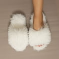 thumbnail image 4 of Daznico Women's Winter Slippers Open-Toe Plush House Shoes Non- Indoor Comfortable for Home Warmth,Color:White,Size:43, 4 of 4