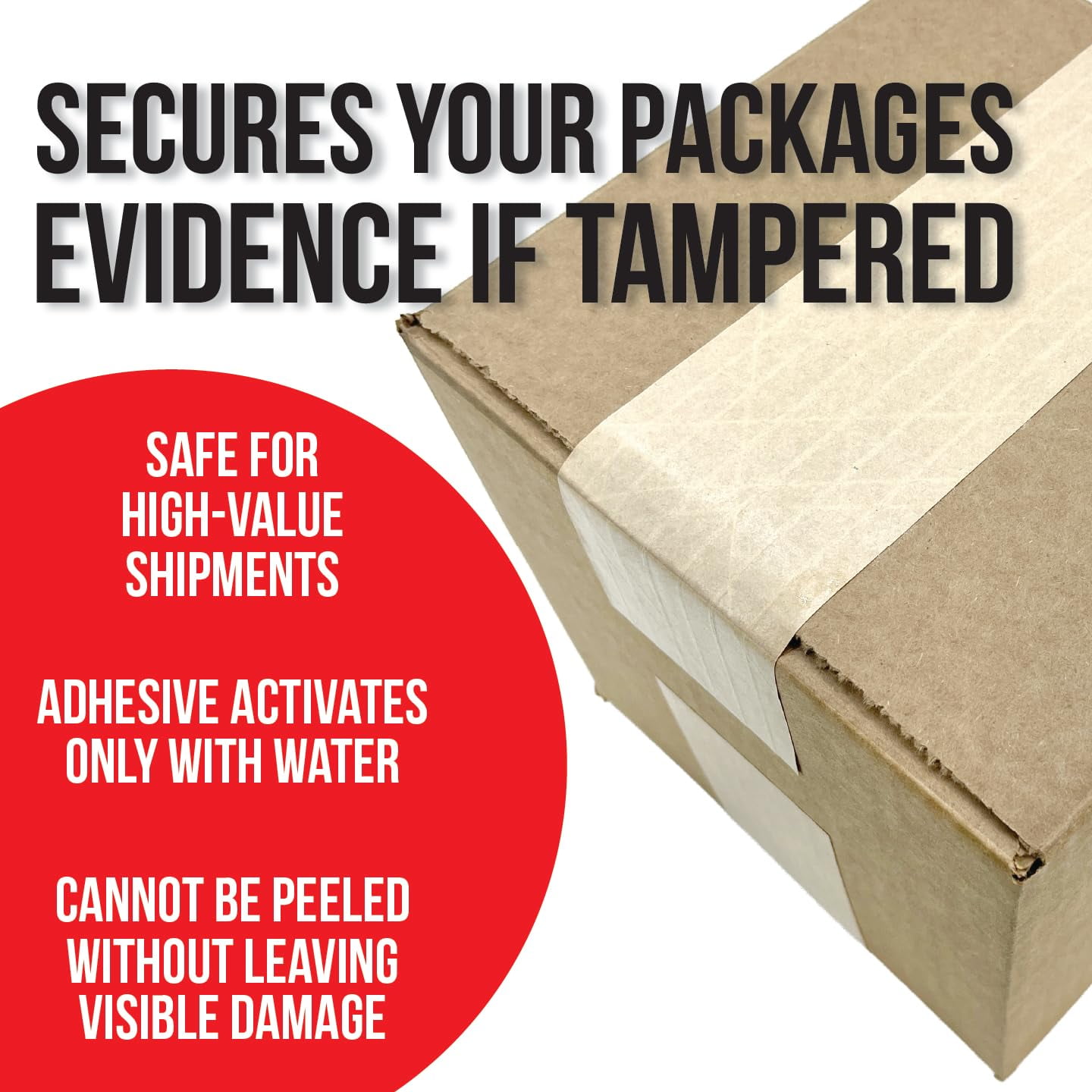 LAUCO 3" x 450' Gummed Paper Tape – Water Activated Kraft Packing Tape for Shipping & Heavy Duty Packaging – Tamper Evident Brown Gum Tape with Fiberglass Support – 10 Rolls, Biodegradable
