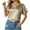 Khaki, variant on ZyeKqe Satin Tops for Women Short Sleeve Business Casual Tops V Neck Office Work Blouses Top