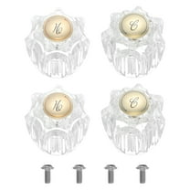 Uxcell Bathroom Faucet Knobs Replacement, 4Pcs Acrylic Hot and Cold Knob Handle Kit Clear