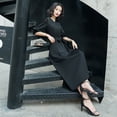 thumbnail image 4 of Vestido de noche negro para mujer, elegante, de largo medio, sencillo y generoso, para banquetes, talla grande, 4 of 6