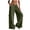 Army Green, variant on Womens Linen Cargo Pants Drawstring Elastic Waist Wide Leg with Multiple Side Flap Pockets Loose Fit Lightweight Breathable Casual Utility Trousers Soft Comfy Long Pants