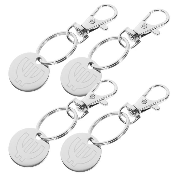 unbranded  4 Pcs Cart Token Quarter Keeper Keychain Coin of The Lid Shopping Silver